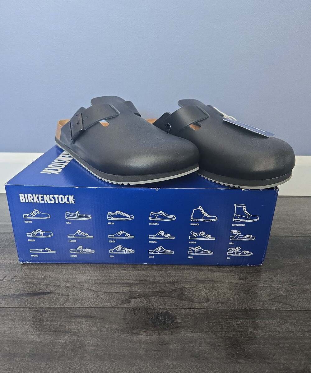 New Birkenstock Boston bs black leather Narrow fit Size 41 w 10 m 8